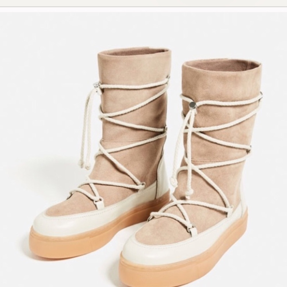 ZARA SPLIT SUEDE LACE UP BOOTS BRAND NEW WITH TAGS US 8 EUR 39